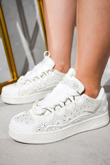 Marcy Rhinestone Covered Low Cut Sneakers
