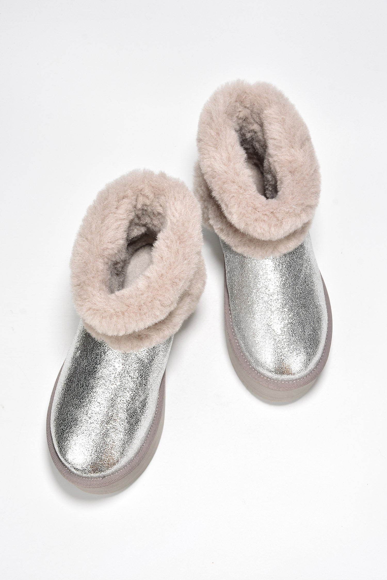 UrbanOG - Tasha Fur Metallic Platform Ankle Booties - BOOTIES