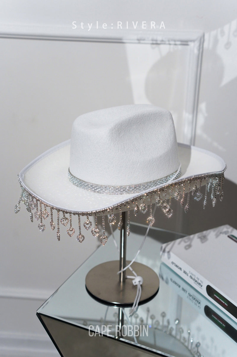 Rivera Rhinestone Studded Fringe Cowboy Hat