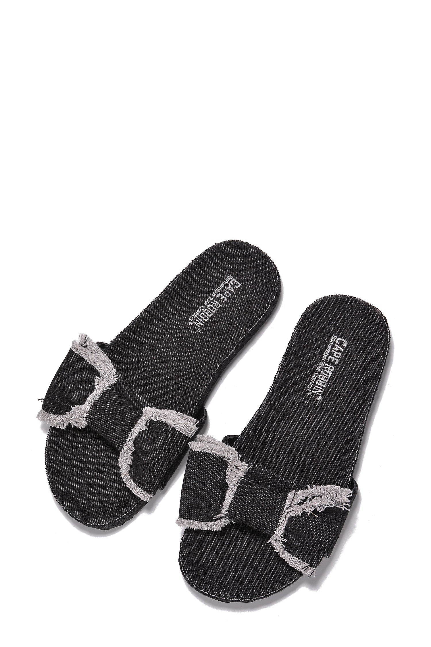 UrbanOG - Anai Fringe Bow Detail Flat Demin Sandals - SANDALS