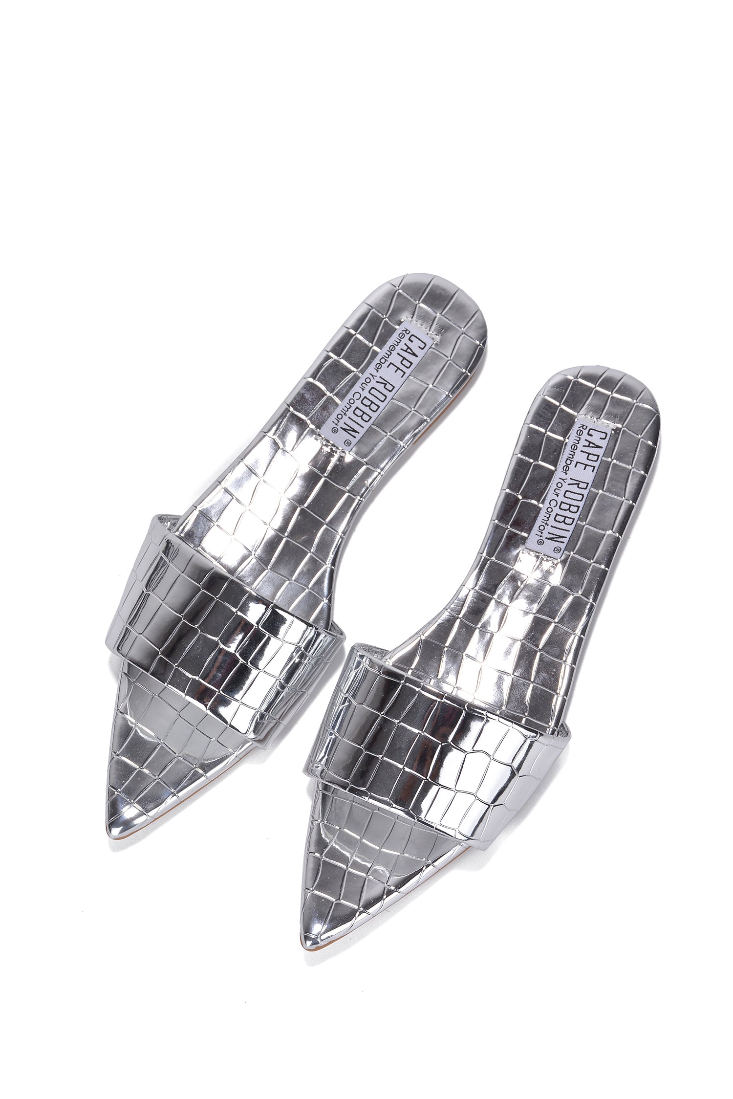 UrbanOG - Bonite Metallic Croc Pointed Toe Sandals - SANDALS