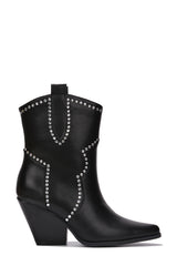 Hanoya Cowboy Boots Pointed Toe Block Heels Diamante Detail