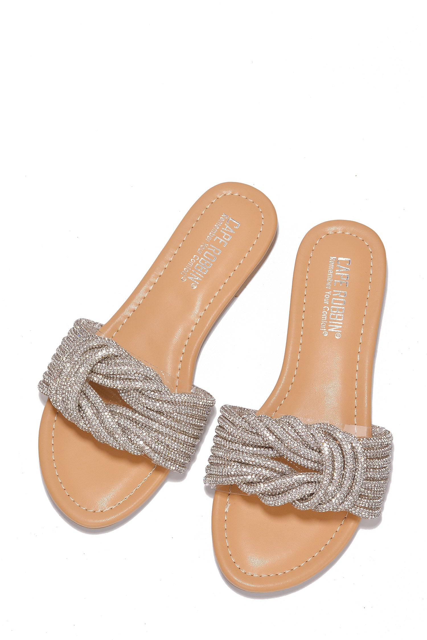 UrbanOG - Jeffer Rhinestone Rope Open Toe Flat Sandals - SANDALS