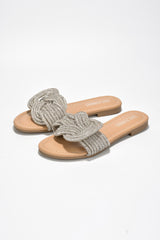 Jeffer Rhinestone Rope Open Toe Flat Sandals