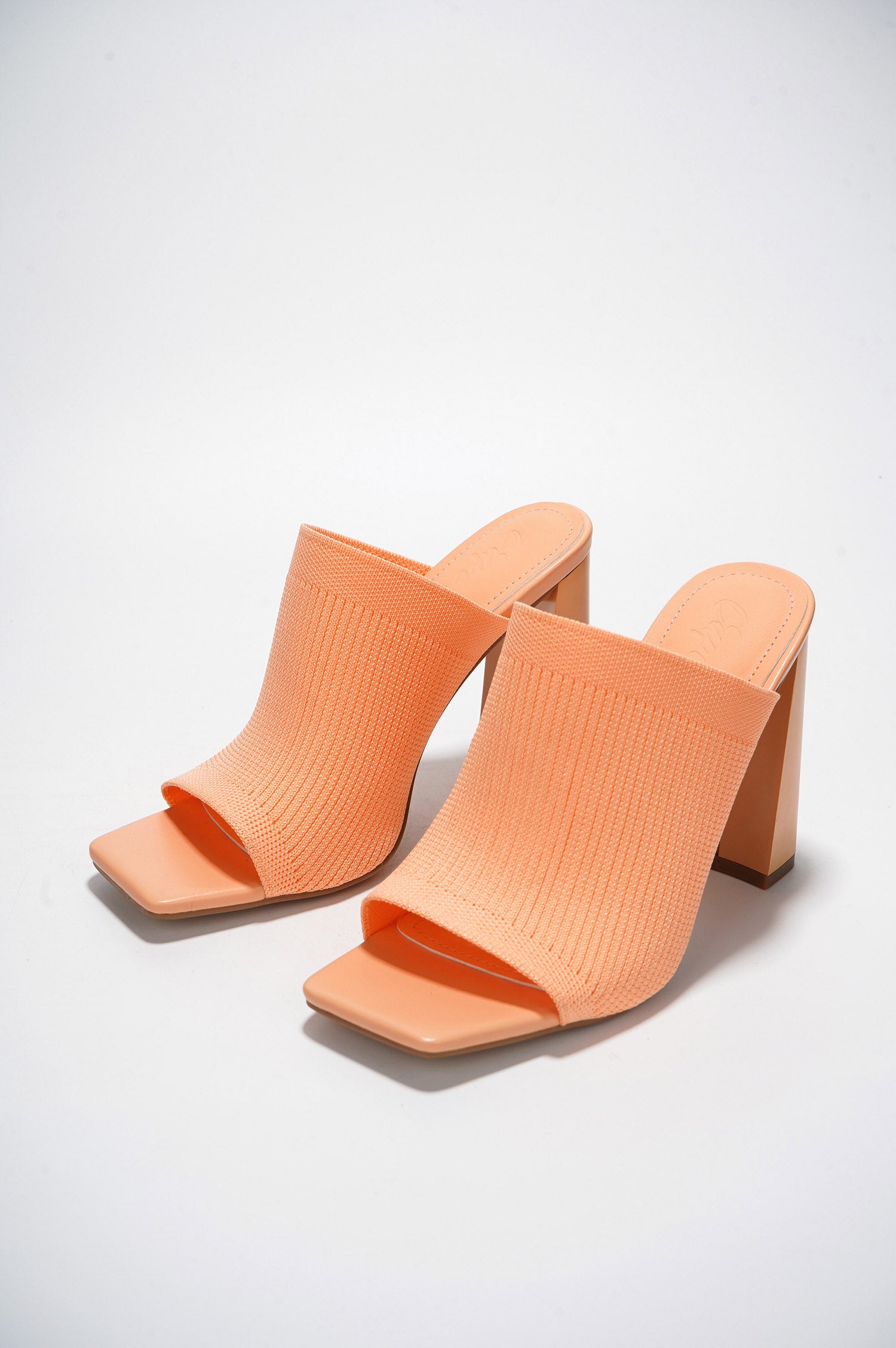 UrbanOG - Kyuri Knit Peep Toe Sock Block High Heels - HEELS