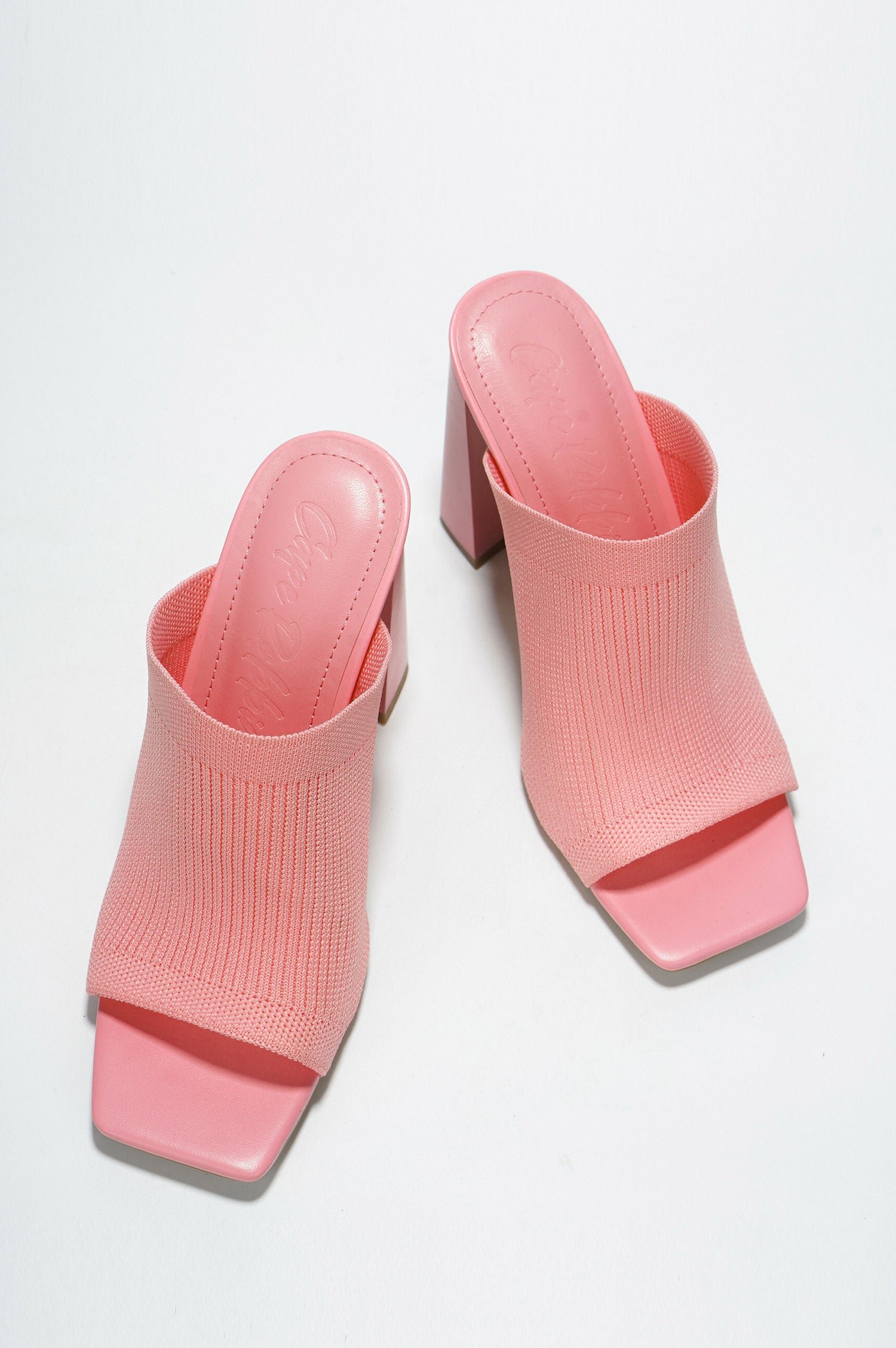 UrbanOG - Kyuri Knit Peep Toe Sock Block High Heels - HEELS