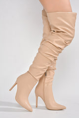 Leexa Pointy Toe Thigh-High Slouch Heel Boots