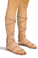 Narina Rhinestone Round Toe Flat Sandals
