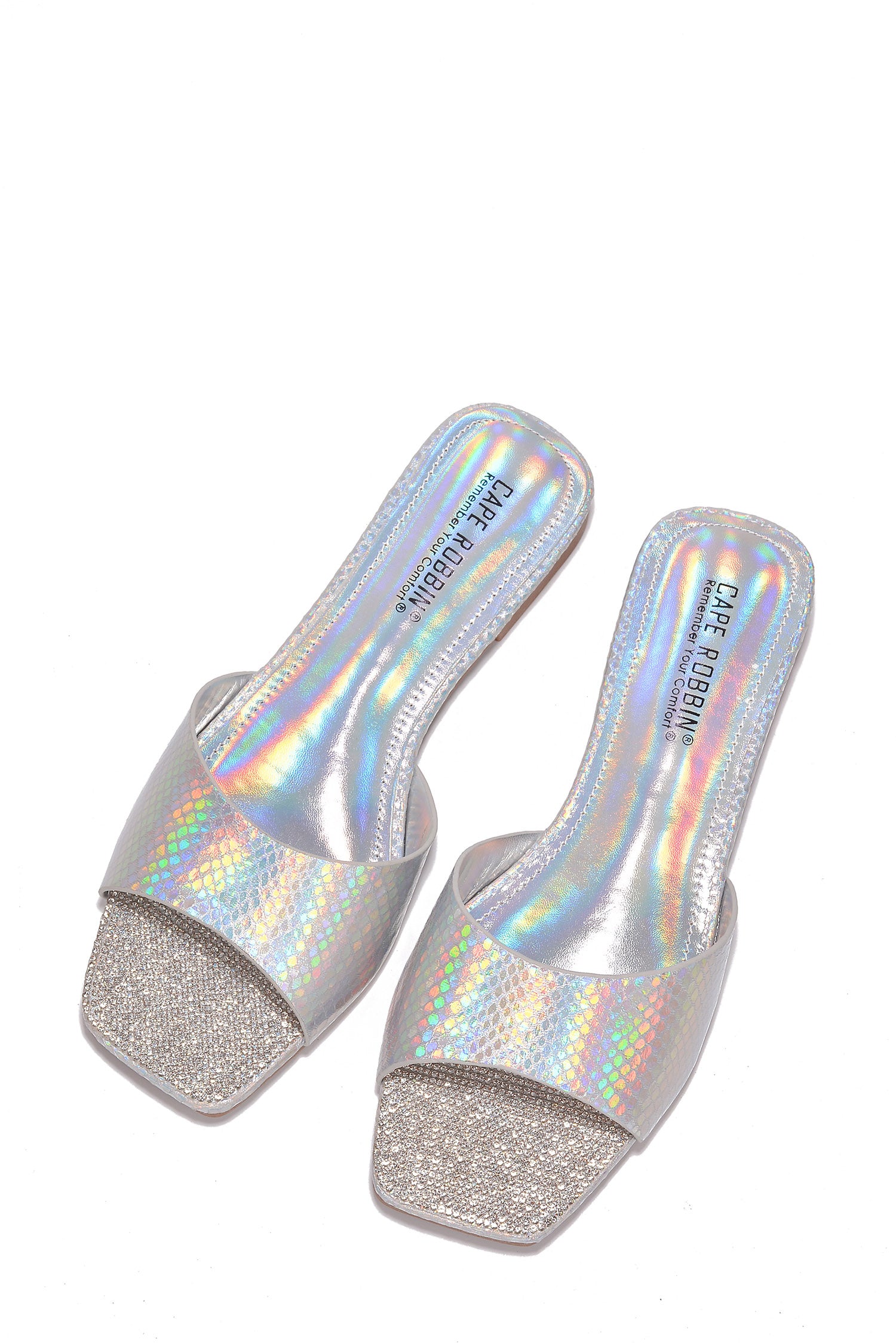 UrbanOG - Seya Rhinestone Crusted Metallic Flat Sandals - SANDALS