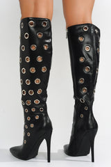 Ames Eyelets Knee-Length High Heel Boots