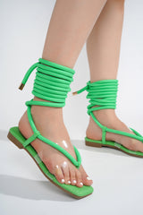 Amoralyn Strappy Rope Square Toe Flat Sandals