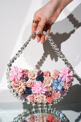 Loren Rhinestones Flowers Pearls Handbag