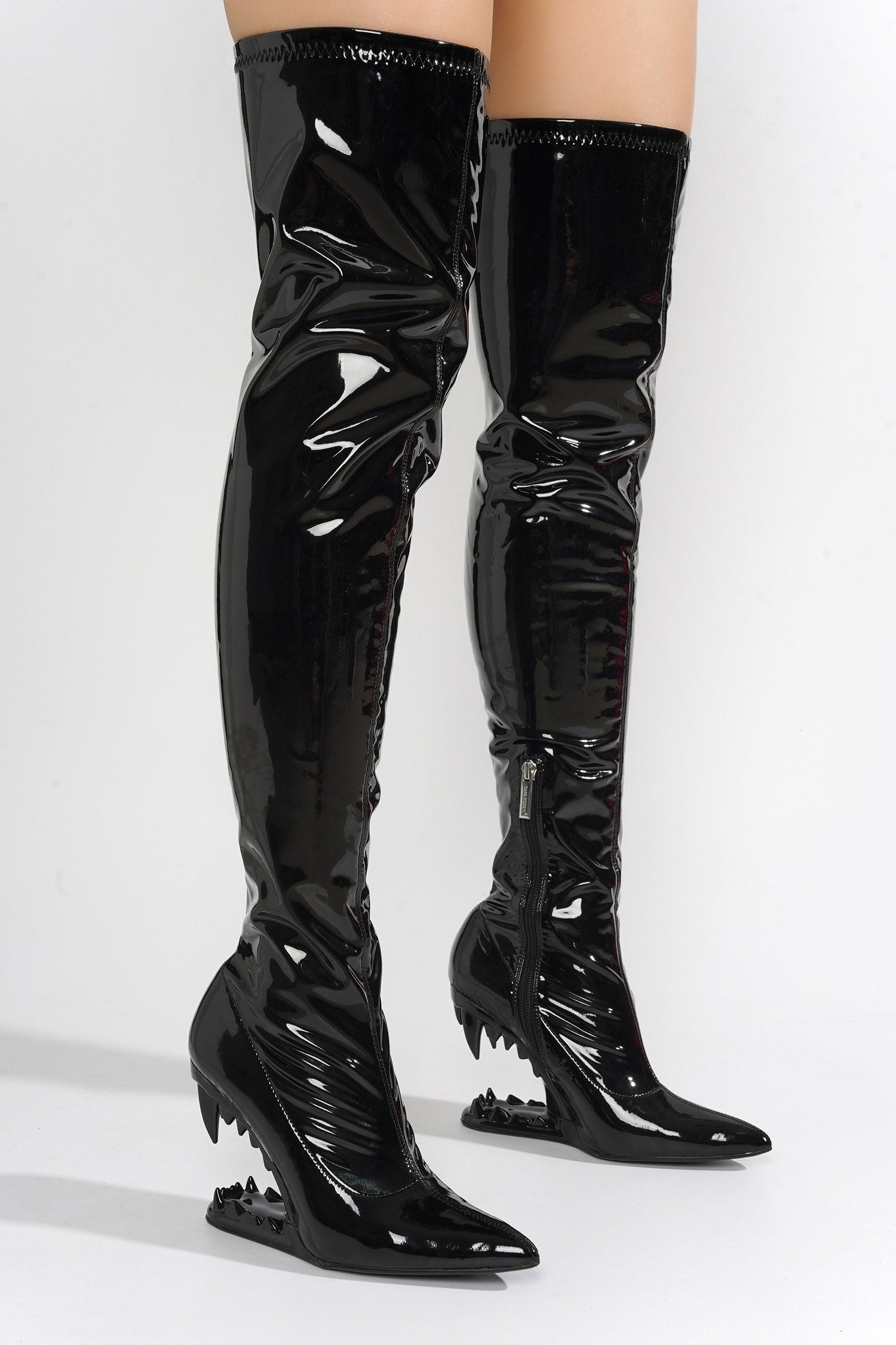 UrbanOG - Baku Patent Thigh-High Boots Cheetah Replica - BOOTS