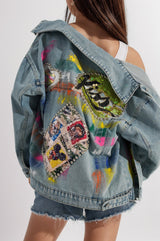 Dasi Sequins Hand-Painted Washed Denim Jacket