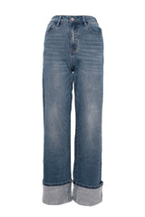 Deloris Rhinestone Coated Washed Denim Jeans