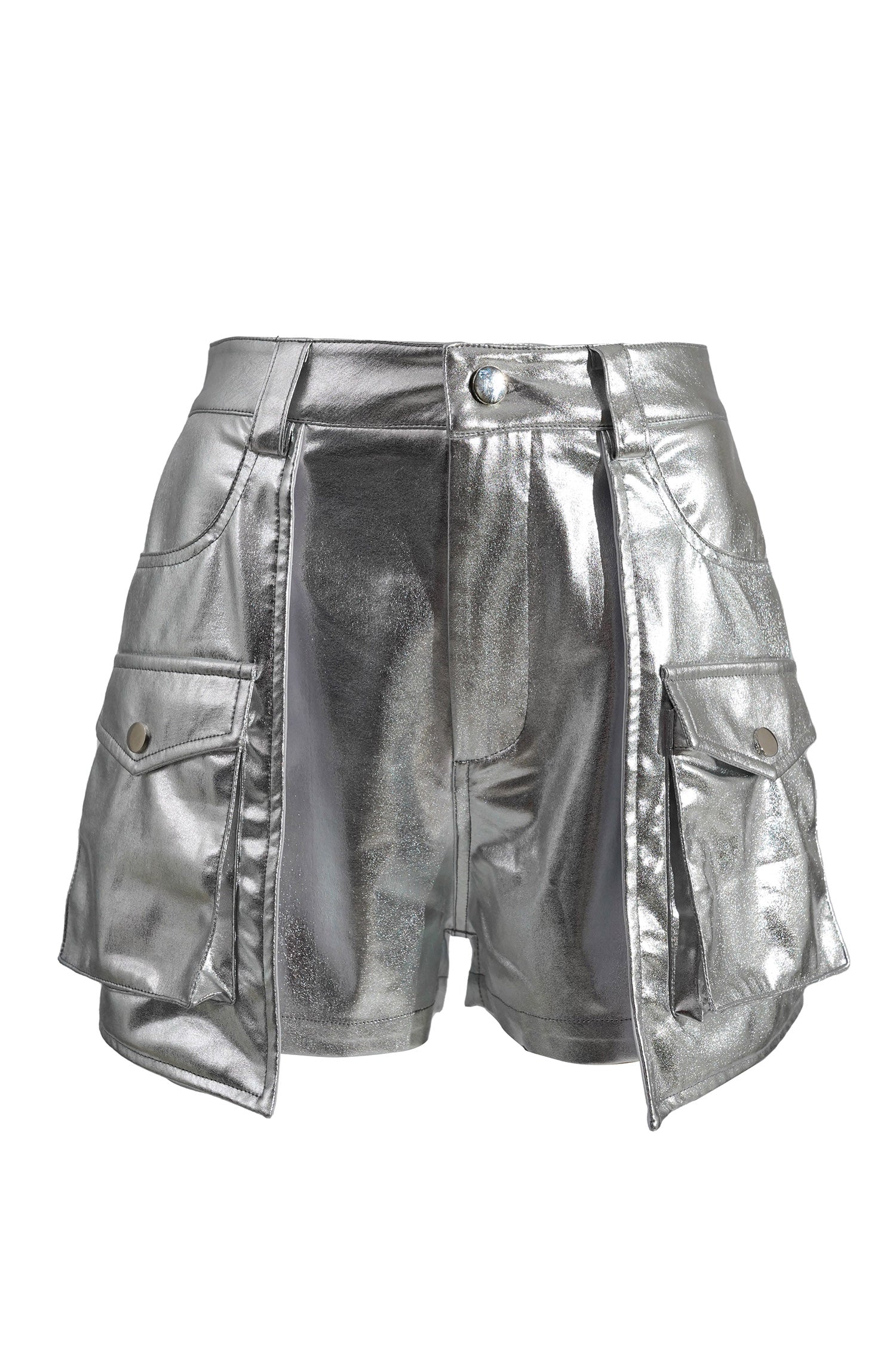 UrbanOG - Marleah Metallic Shorts w/ Flap Cargo Pockets - PANTS