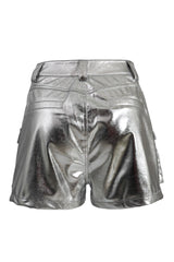Marleah Metallic Shorts w/ Flap Cargo Pockets