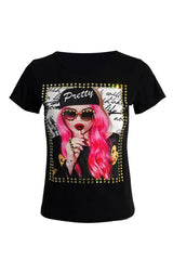 Nelli Embellished Slim Fitted Graphic Tee