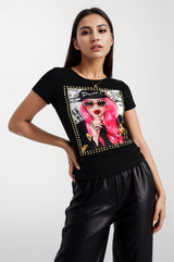 Nelli Embellished Slim Fitted Graphic Tee