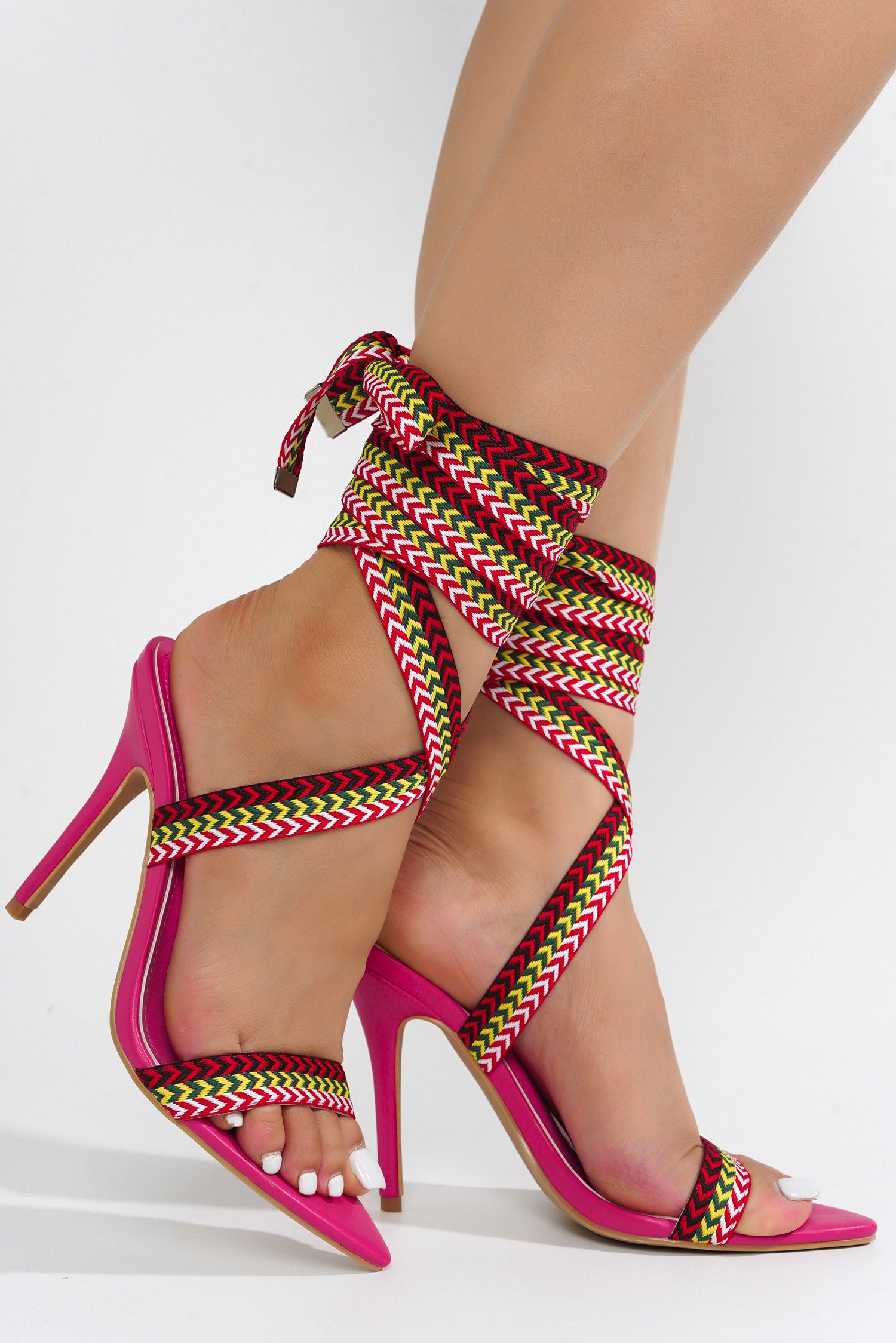 UrbanOG - Celinda Strappy Lace-Up Pointy Toe High Heels - HEELS