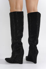 Coraline Rhinestone-Coated Thigh High Boots