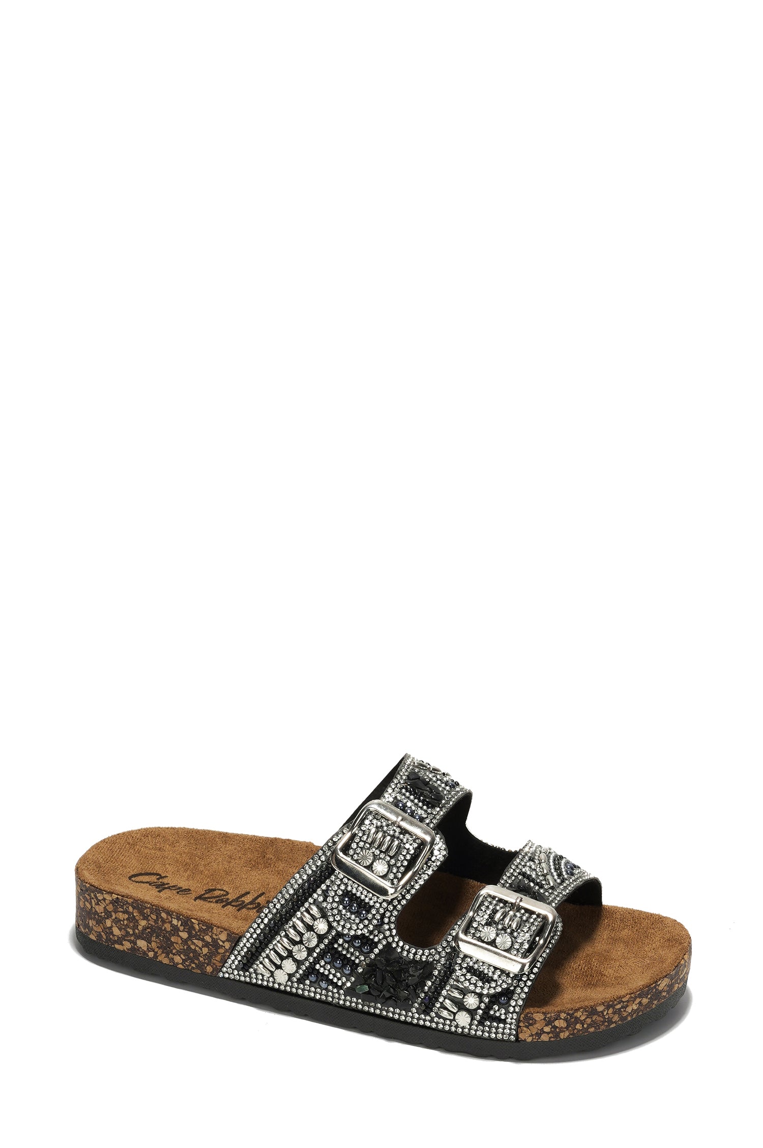 UrbanOG - Danita Rhinestone Buckle Cork Sandals - SANDALS