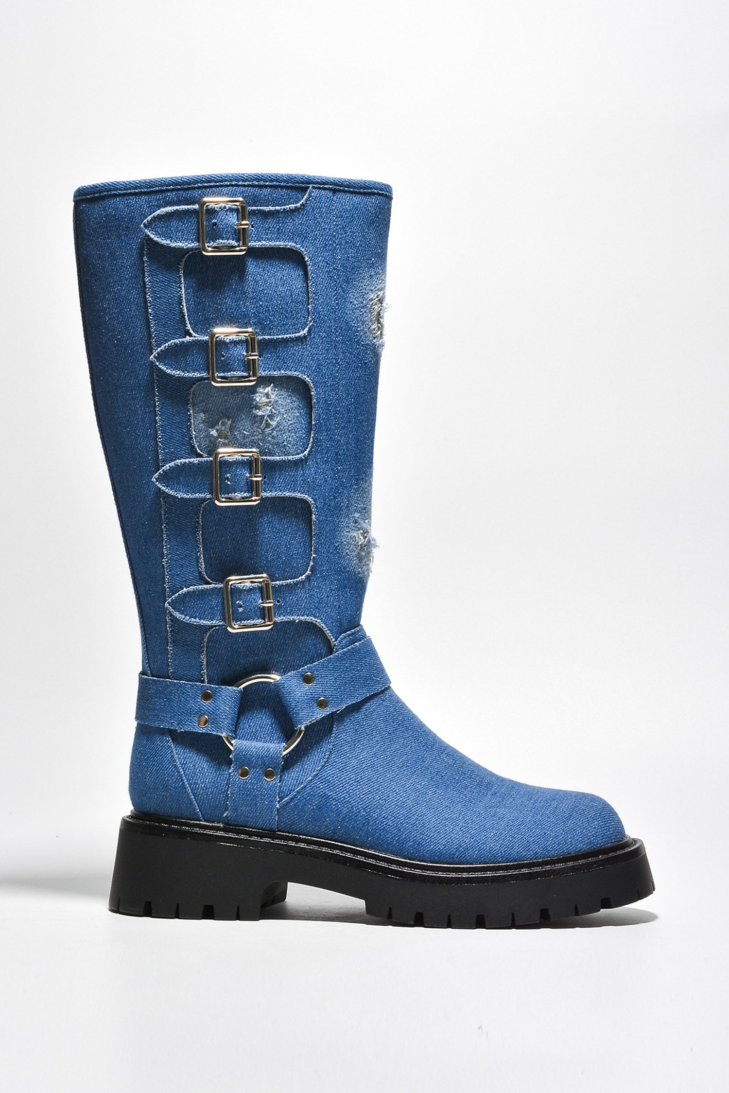 UrbanOG - Dayton Square Toe Buckle Calf Length Boots - BOOTS