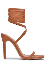 Diara Strappy Lace Up Suede Square Toe Heels