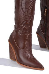 Encanted Pointy Toe Knee High Cowboy Boots