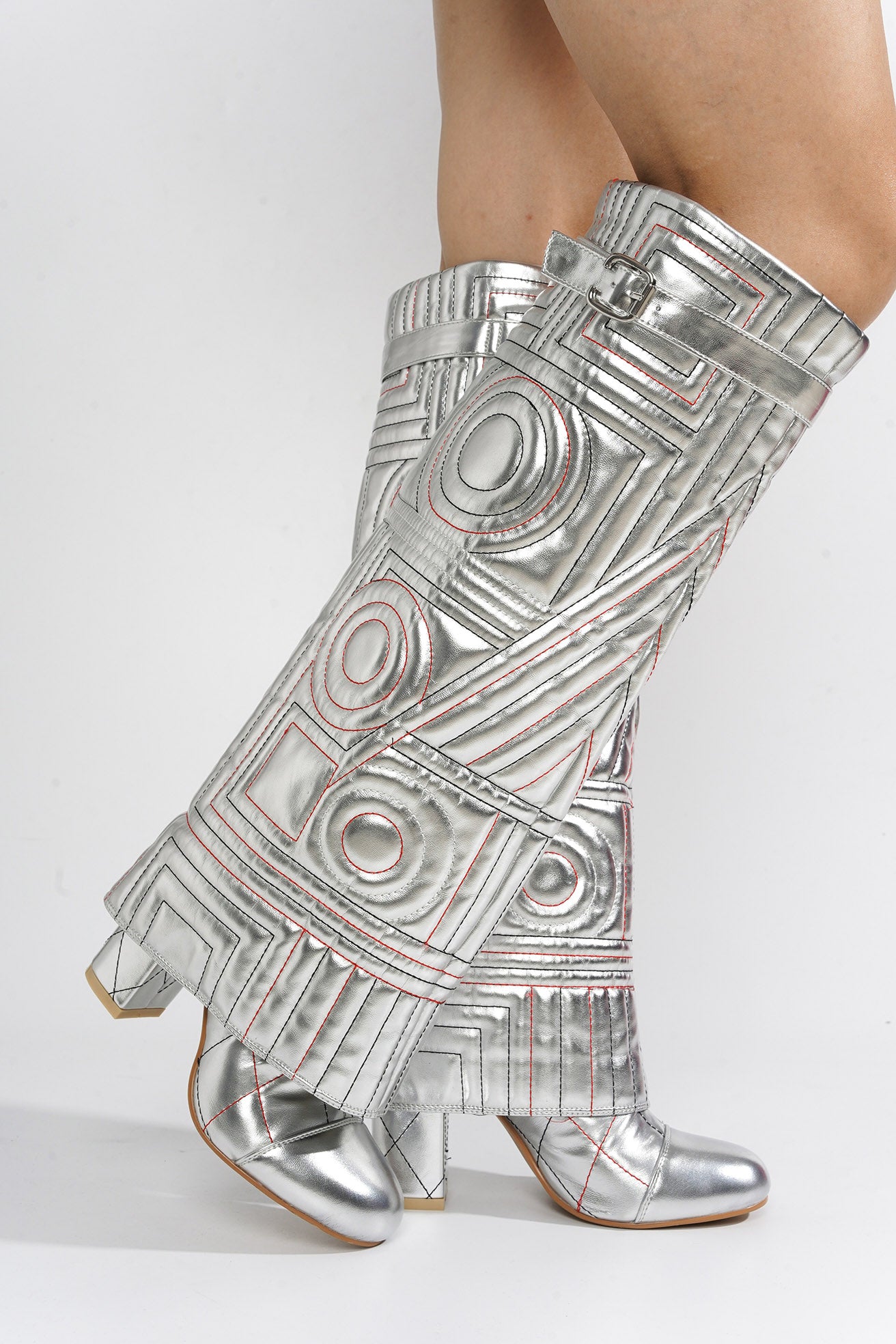 UrbanOG - Initial Diamond Stitching Thigh-High Boots - BOOTS
