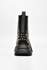 Jadey Spike Studs Rhinestone Chunky Lug Boots