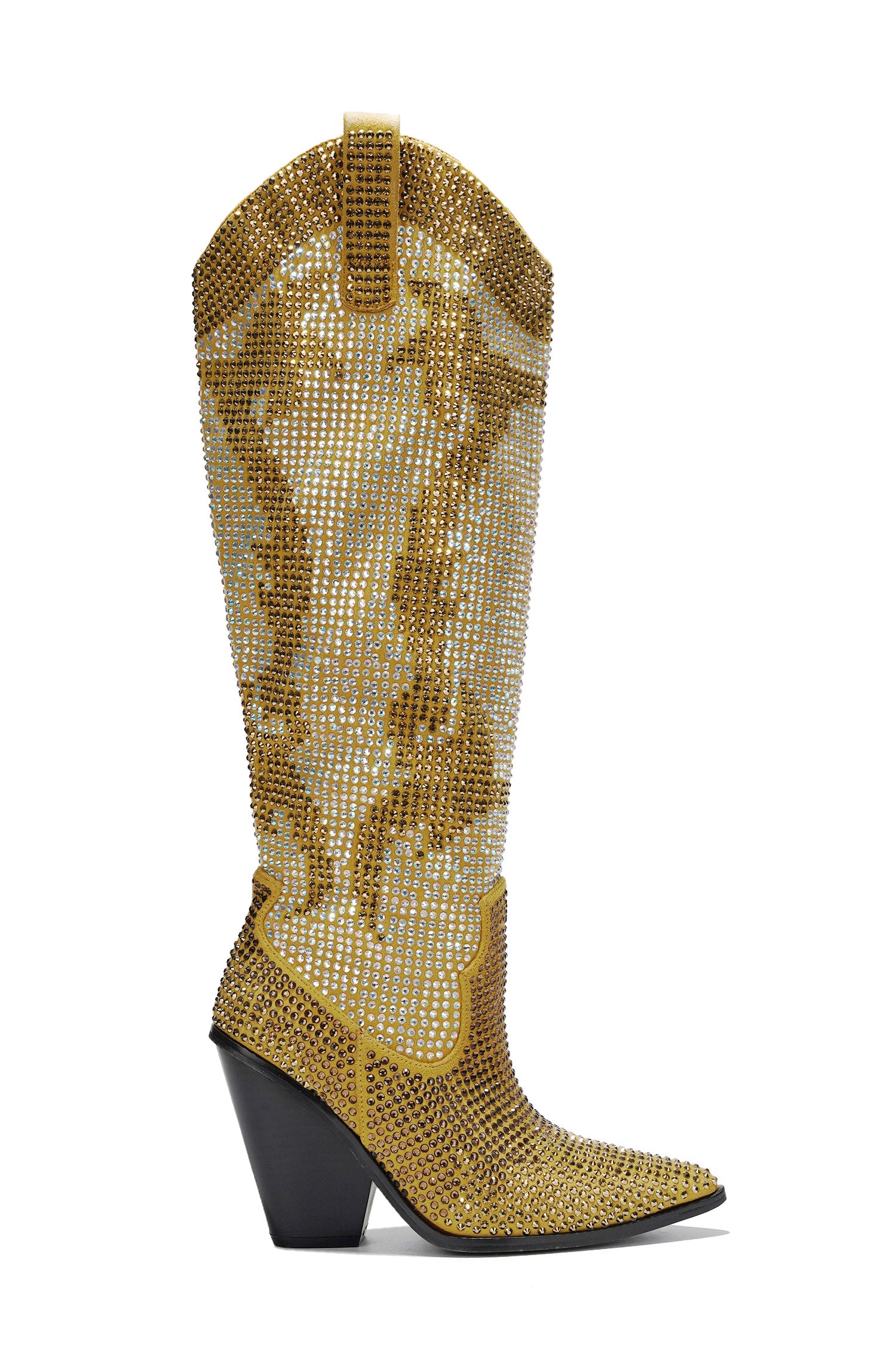 UrbanOG - Malinde Rhinestone Embelished Western Inpired Knee High Boots - BOOTIES