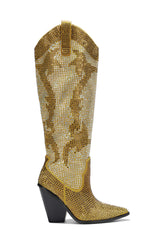 Malinde Rhinestone Embelished Western Inpired Knee High Boots