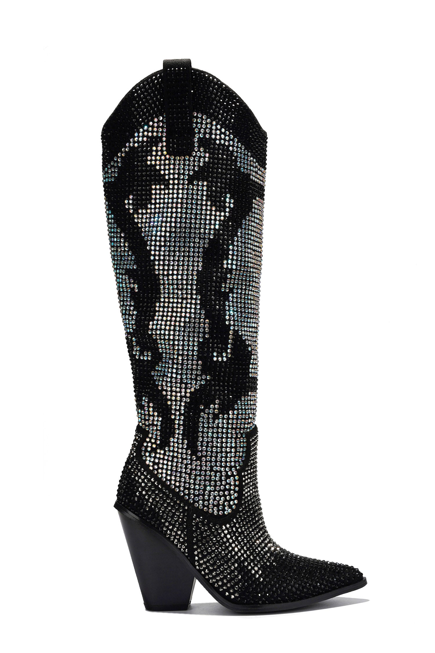 UrbanOG - Malinde Rhinestone Embelished Western Inpired Knee High Boots - BOOTIES