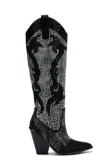 Malinde Rhinestone Embelished Western Inpired Knee High Boots