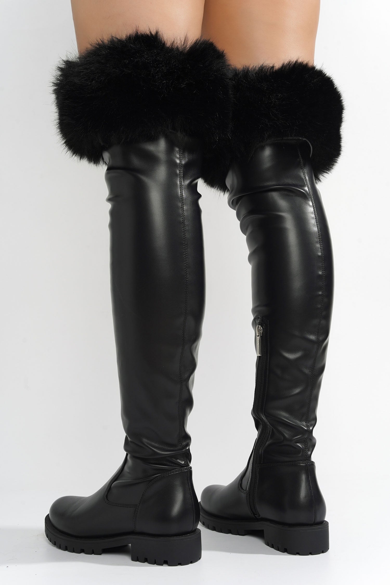 UrbanOG - Meghani Fur-Coated Over-the-Knee Boots - BOOTS