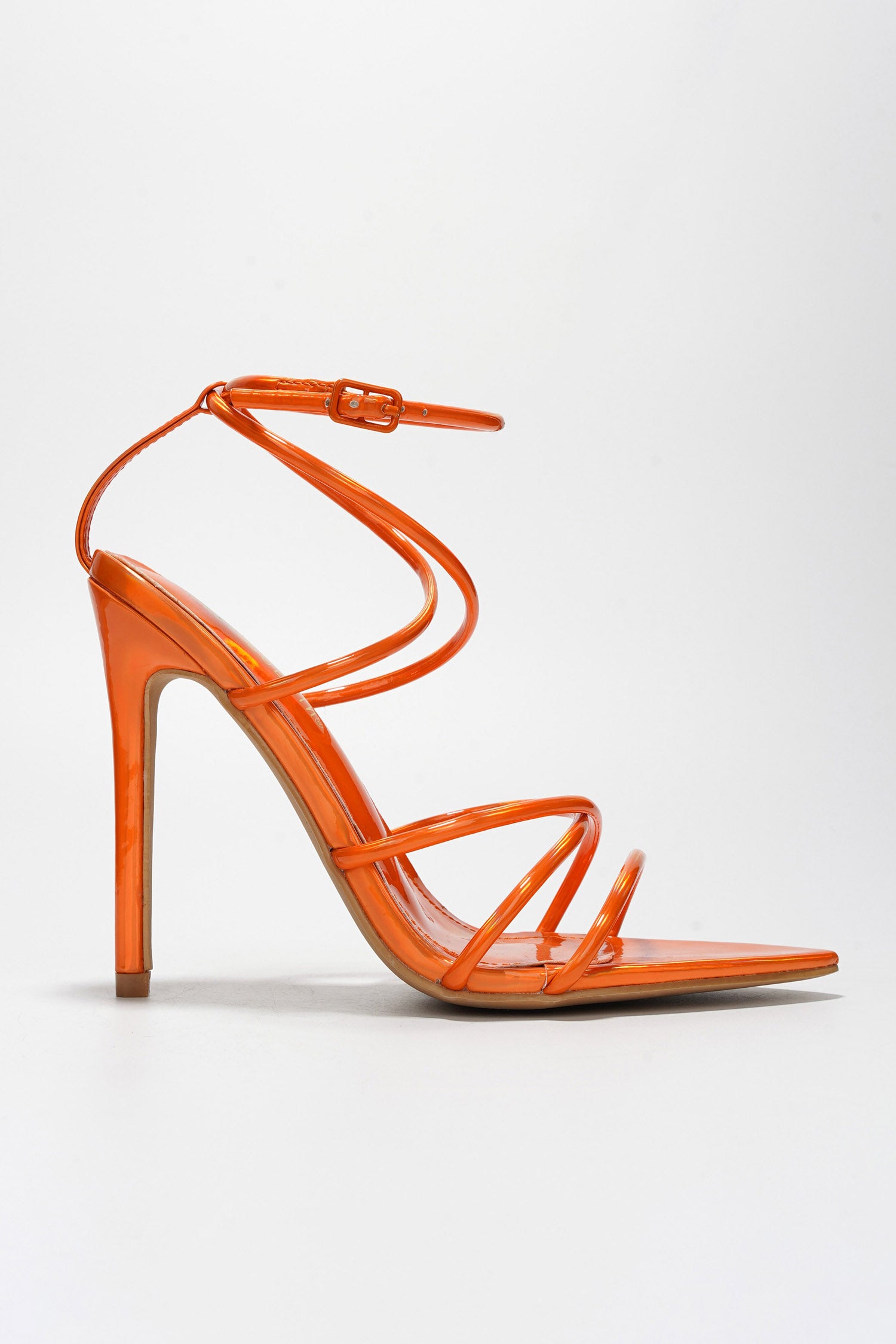UrbanOG - Nabil Pointed Open Toe Stiletto Heels in Metallic Finish - HEELS