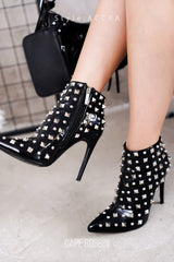 Accra Mixed Studs Stiletto Heel Ankle Boots