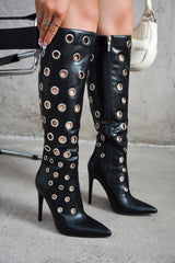 Ames Eyelets Knee-Length High Heel Boots