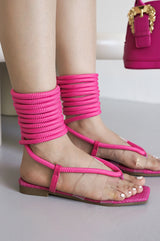 Amoralyn Strappy Rope Square Toe Flat Sandals