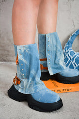 Anotherone Raw Cut Washed Denim Booties