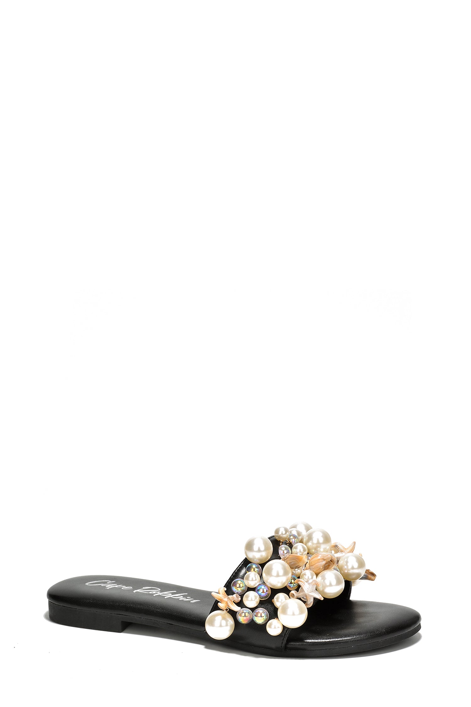 UrbanOG - Ranice Pearls Seashells Raffia Flat Sandals - SANDALS