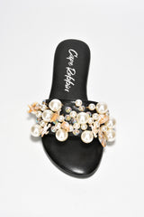 Ranice Pearls Seashells Raffia Flat Sandals