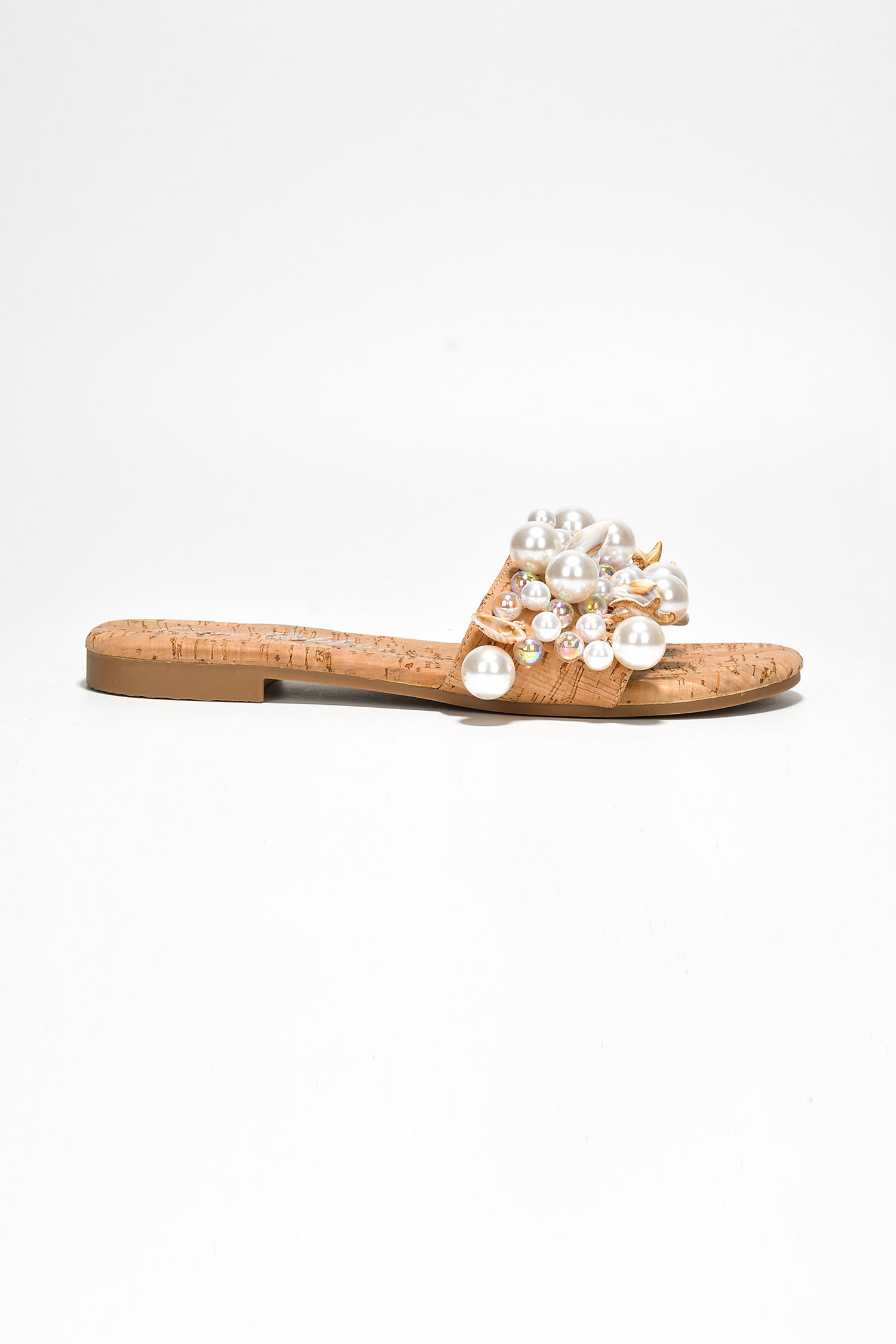 UrbanOG - Ranice Pearls Seashells Raffia Flat Sandals - SANDALS