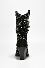 Roya Rhinestone Suede Slouch Ankle Booties