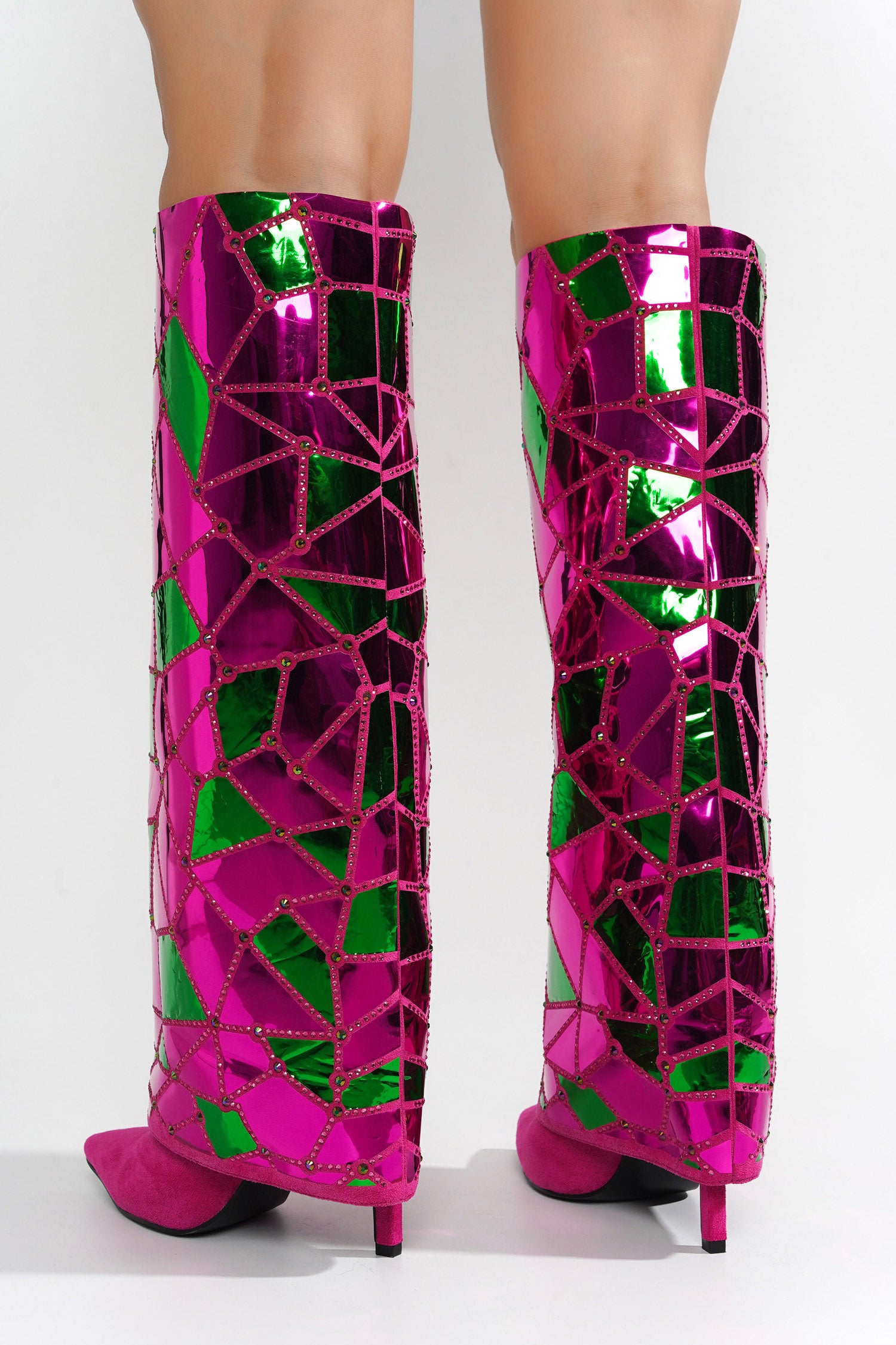 UrbanOG - Searcy Mosaic Knee-High Fold Over Boots - BOOTS