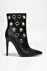 Skokie Eyelet-Embellished Pointy Toe Booties