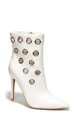 Skokie Eyelet-Embellished Pointy Toe Booties