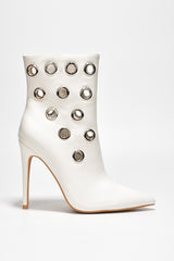 Skokie Eyelet-Embellished Pointy Toe Booties