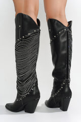 Stika Rhinestone Gem Knee-High Cowboy Boots